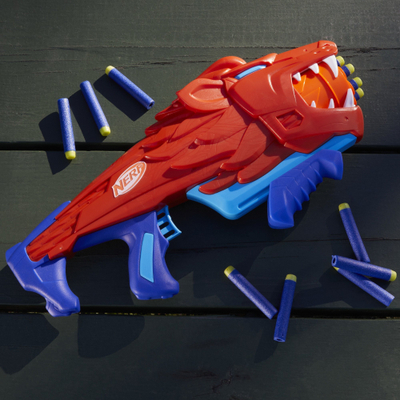 Lodër blaster Nerf Lionfury Junior Wild, me 16 dart shkumë, për kalamaj, shumëngjyrëshe