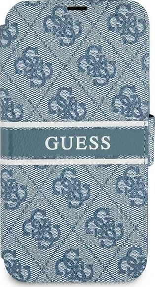 Футрола книга Guess 4G Stripe за iPhone 13 Pro, со капак, сина