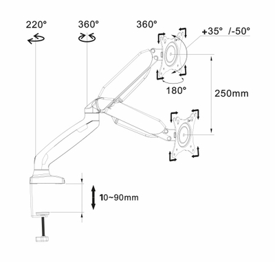 Mbështetëse tavoline për monitor Art, 10 "- 32" L-17GD
