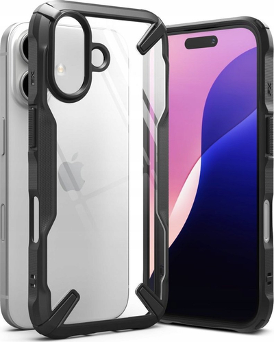 Mbulesë telefoni Ringke Fusion X për iPhone 16, material TPU PC, e tejdukshme, me kornizë të zezë