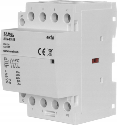 Kontaktor elektrik STM-63-31, 4 polësh, 63A, i bardhë
