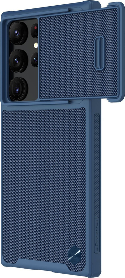 Këllëf telefoni Nillkin Textured S për Samsung Galaxy S23 Ultra, me kapak kamere, blu