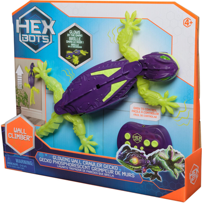 Робот играчка со далечински управувач Hex Bots Gecko, полнач, за деца 4+, зелено виолетова