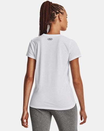 Bluzë sportive Under Armour Sportstyle, me mëngë të shkurtra, për femra, e bardhë me të zezë, M