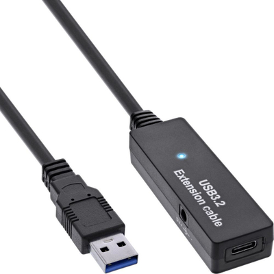 Kabllo zgjatëse USB InLine USB 3.2 Gen 1, USB A me USB C, 15m, e zezë