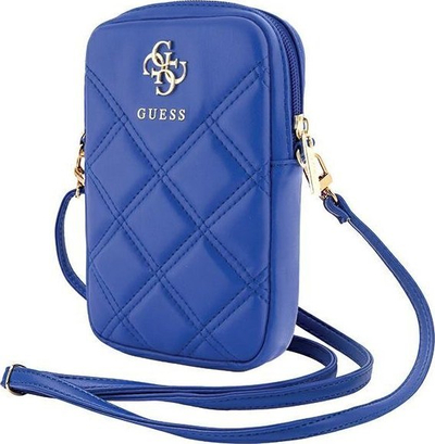 Çantë krahu Guess Handbag Guwbzpsqssgb Zip Quilted 4G, lëkurë ekologjike, blu