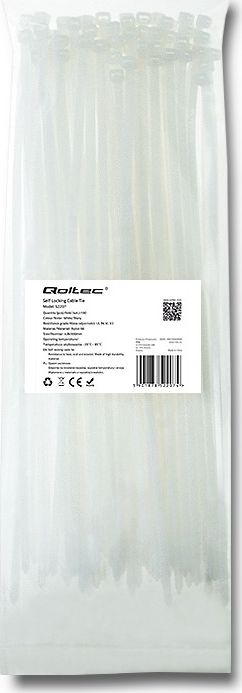 Kapëse kabllosh Qoltec Cable Tie 52207, set 100 copë, e bardhë