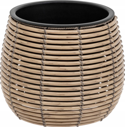 Set vazo lulesh Atmosphera, 3 copë, pamje ratan, diametër 20 29 45 cm, bezhë