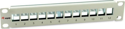 Patch panel LevelOne Equip 769330, 12 porta Keystone, Cat6A, i gri