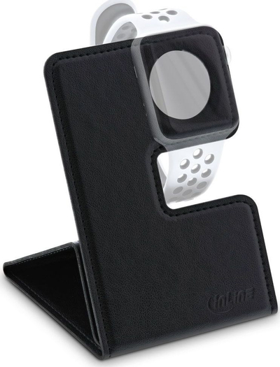 Stendë për Apple Watch InLine Holder, palosëse, PU lëkurë, e zezë
