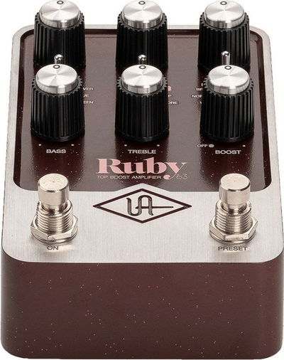 Педала засилувач Универзал Аудио UAFX Ruby 63 Топ Буст, моделирање засилувач AC30, стерео, црвена