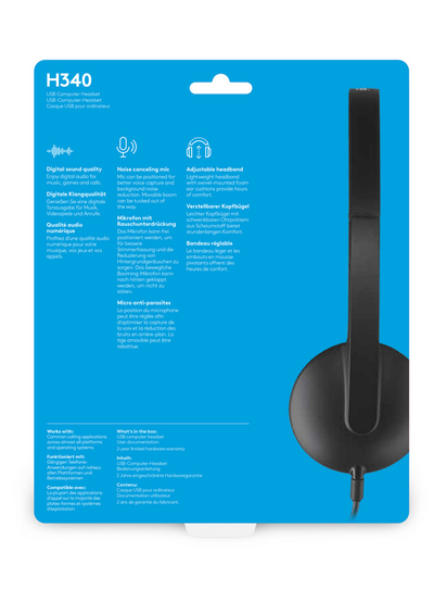 Kufje Logitech H340, me kabllo, të zeza