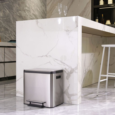 Kosh plehrash me pedale EKO EcoCasa Step Bin, 2 x 15L, inoks, ngjyrë argjendi
