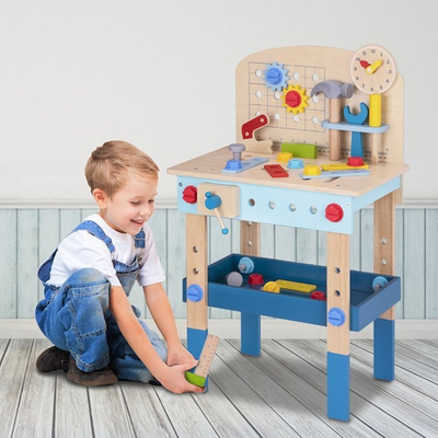 Lodër tavolinë pune Tooky Toy Work Bench, dru, 40x26x65 cm, shumëngjyrëshe