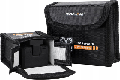 Торбичка за батерии Sunnylife AT-DC478-2, за 2 батерии DJI Avata, отпорна на оган, црна