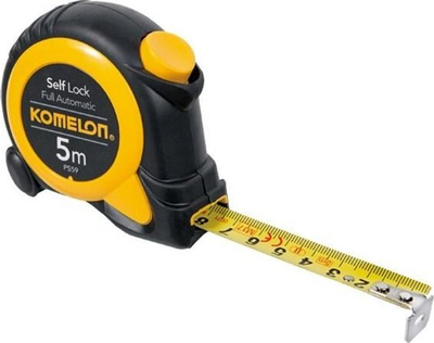 Metër matëse Komelon Self Lock, 5 m x 25 mm, e verdhë