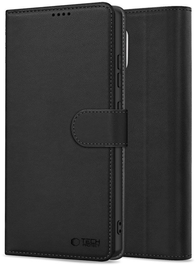 Këllëf-portofol Tech Protect për Xiaomi Poco M7, mbron telefonin, me xhepa për karta, i zi