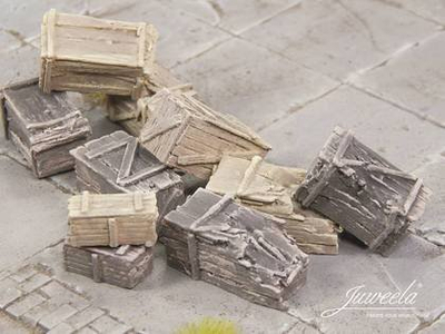 Juveela Old Wooden Crates, arka të vogla druri, set me 10 copë, ngjyrë e çelët edhe e errët