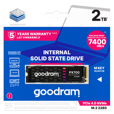 Disk SSD GoodRam PX700, 2TB, M.2 2280, PCIe Gen4, i zi