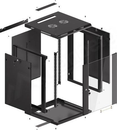 Lanberg WF01-6615-10B 19" Ѕиден Rack Кабинет, 15U, 600x600 mm, Црн