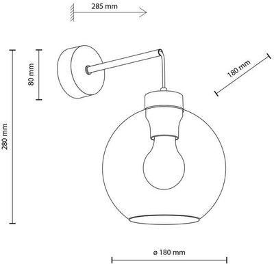 Llambë muri Luminosa Cubus Dome, E27, qelq transparent, e zezë