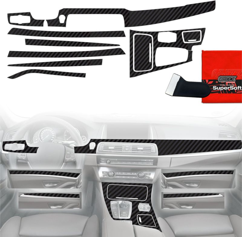 Set folish mbrojtëse Grizz Protector 8in1, për BMW 5 F10 2012-2017, Carbon Look Matte, anti-fingerprint, i zi