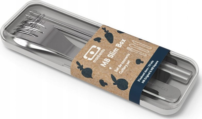 Set takëmesh udhëtimi Monbento Slim Box, 3 pjesë, çelik inox, i zi
