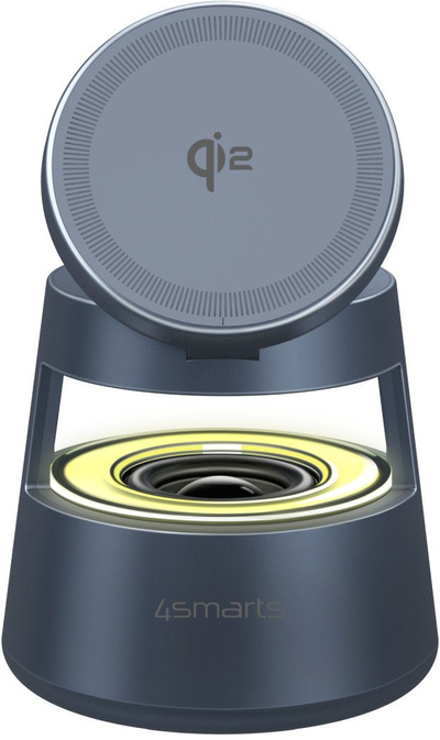 Karikues wireless 4smarts Aura Sound, Qi2 30W, me altoparlant, gri
