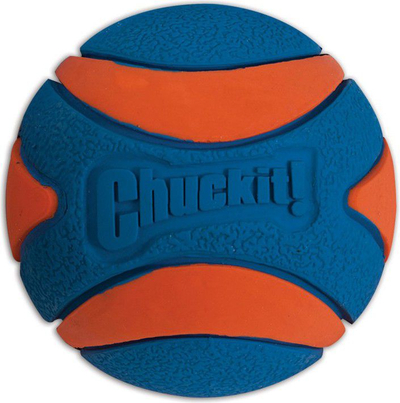 Lodër top për qen Chuckit Ultra Squeaker Ball, gome e fortë, me zë, portokalli
