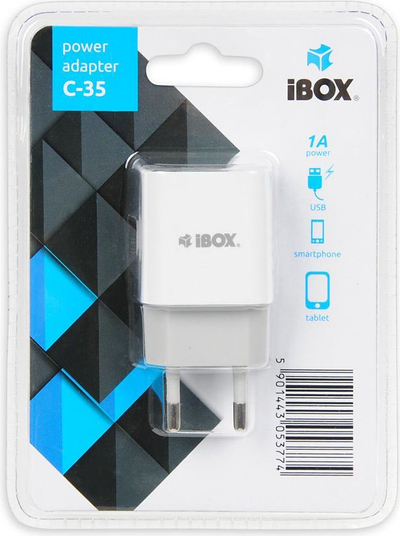Полнач за штекер iBOX C-35 ILUC35W, 1x USB A, 1 A, бел
