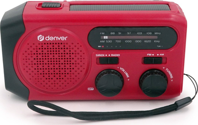 Radio portative Denver SCR-2010, panel diellor, power bank USB, e kuqe