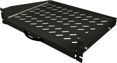 Raft rrëshqitës kabineti Alantec 19" 2U, thellësi 350 mm, 4 pika montimi, ngjyrë e zezë