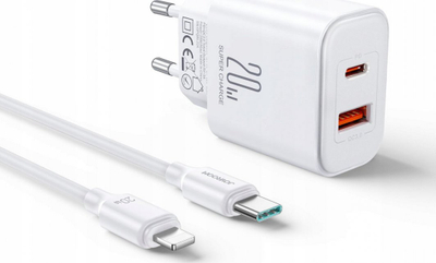 Karikues muri Joyroom JR-TCF05, 20W, USB-C edhe USB-A, i bardhë