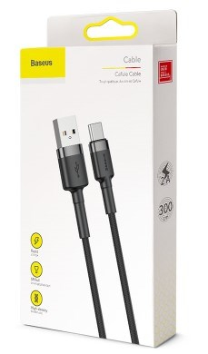 Kabllo USB Baseus Cafule, USB A në USB C, 3 m, zi gri