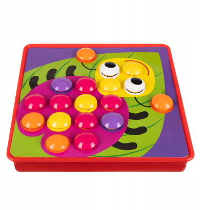 Lodër Montessori Button Art 26107, mozaik me kapsa, për fëmijë, shumëngjyrëshe