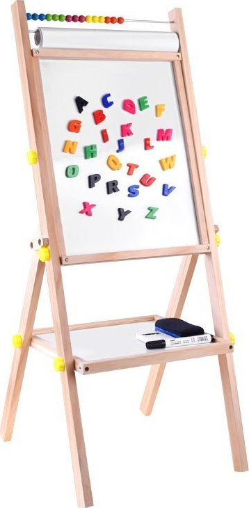 Дрвена табла за деца Easel TA0096, 3 во 1, магнетна и со креда, многуобојна