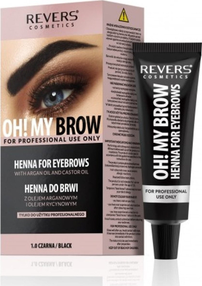 Set për vetulla Revers Cosmetics Pro Colours Black Henna, me vaj argani dhe ricini, i zi