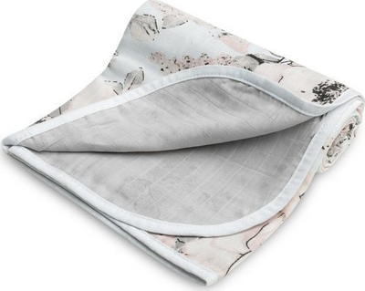 Batanije për bebe Sensillo Peonies Plaid, muslin pambuku, 80 x 100 cm, me lule pastel