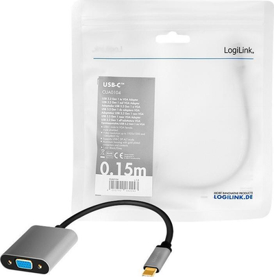 Adapter USB C në VGA, 1080p, trup alumini, kabllo 0.15m