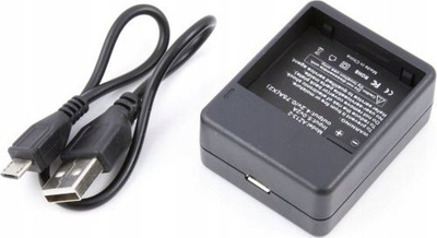 Karikues i dyfishtë XREC për bateri, për kamera Xiaomi YI, me USB, i zi