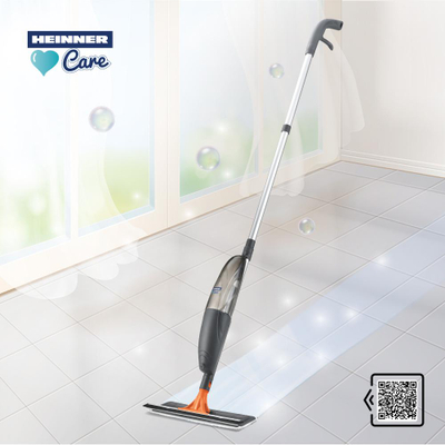 Mop me spërkatës Heinner Care Mega Clean, rezervuar 520 ml, kokë mikrofibër, gri portokalli