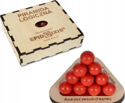 Puzzle druri Epideixis Logical Pyramid, lojë me logjikë, sfera, i kuq