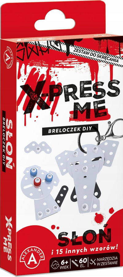 Set lodër DIY Alexander X-Press Me Elephant, varëse çelësash metal, 60 copë, gri