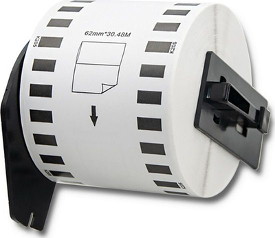 Rrip etikete Qoltec për Brother DK-22205, 62mm x 30.48m, i bardhë me printim të zi