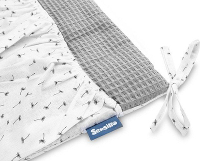 Organizues krevati Sensillo Bed Organizer Waffle Dandelions, 5 xhepa, pambuk, gri grafit