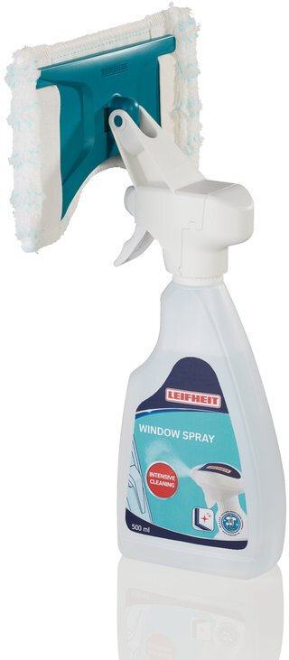 Pastrues dritaresh Leifheit Window SprayCleaner, me spruc dhe fshirëse mikrofibër, 500 ml, i bardhë