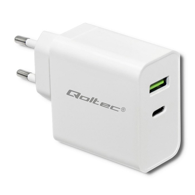 Karikues USB C Qoltec 51718, 42W, Power Delivery, i bardhë