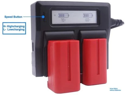 Karikues baterish Baxxtar Pro LCD Dual për Canon LP-E6, USB C, me ekran LCD, ngjyrë e zezë
