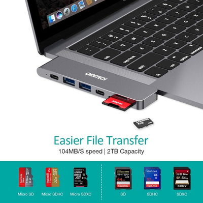 Hub Choetech, HUB-M14, USB-C, 2x USB-A 3.0, HDMI 4K, PD 100W, lexues karte