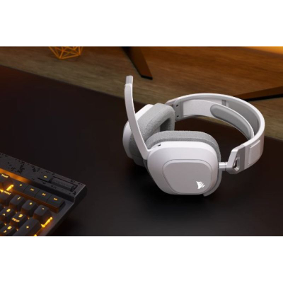 Kufje gaming Corsair HS80 MAX, wireless, Dolby Atmos, të bardha